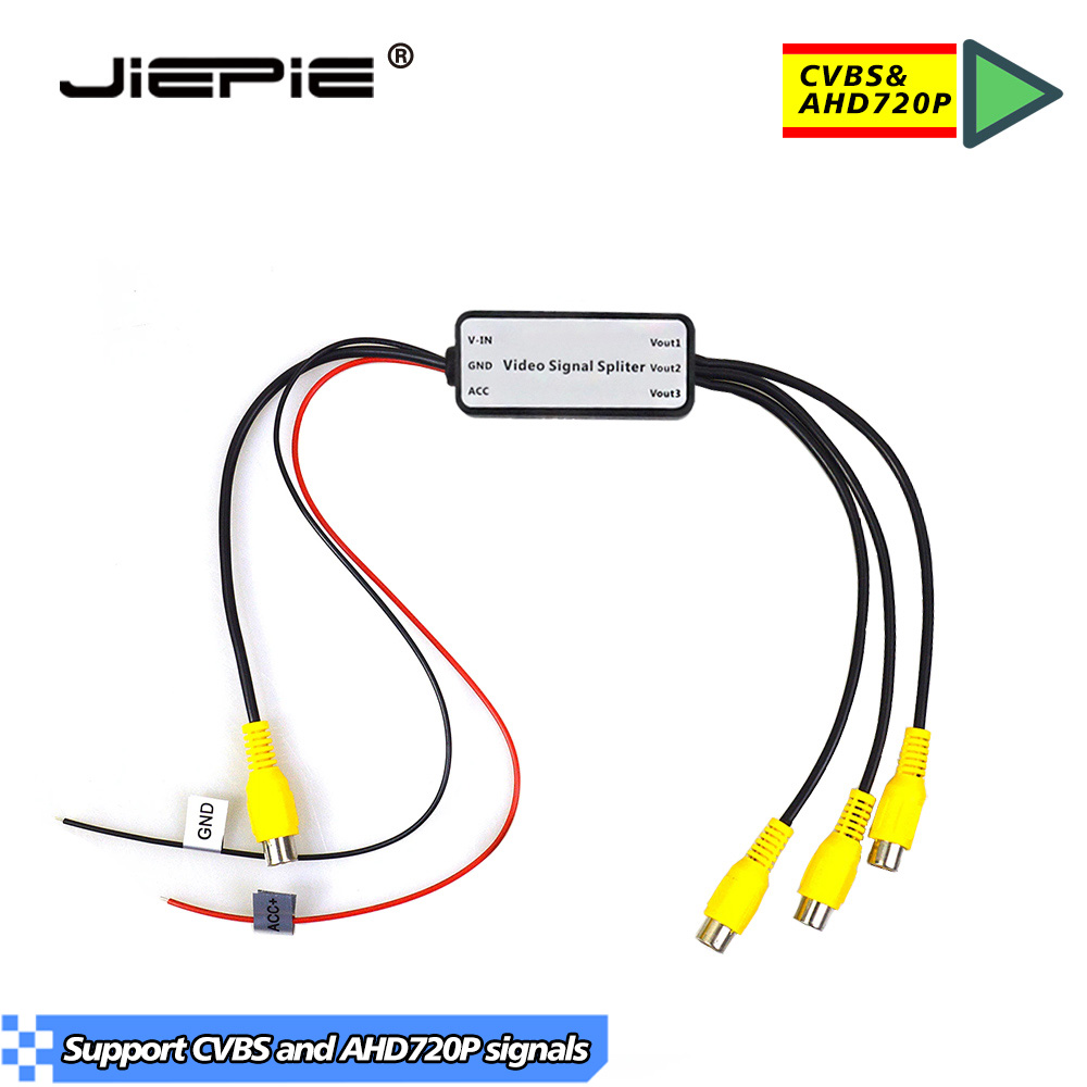 CVBS & AHD720P Videosignal-Splitter, 1 bis 3 Ausgänge, RCA-Video-Booster, Verstärker-Splitter für Auto, TV, DVD, CCTV, 1 Eingang und 3 Ausgänge: Ursprünglich Titel