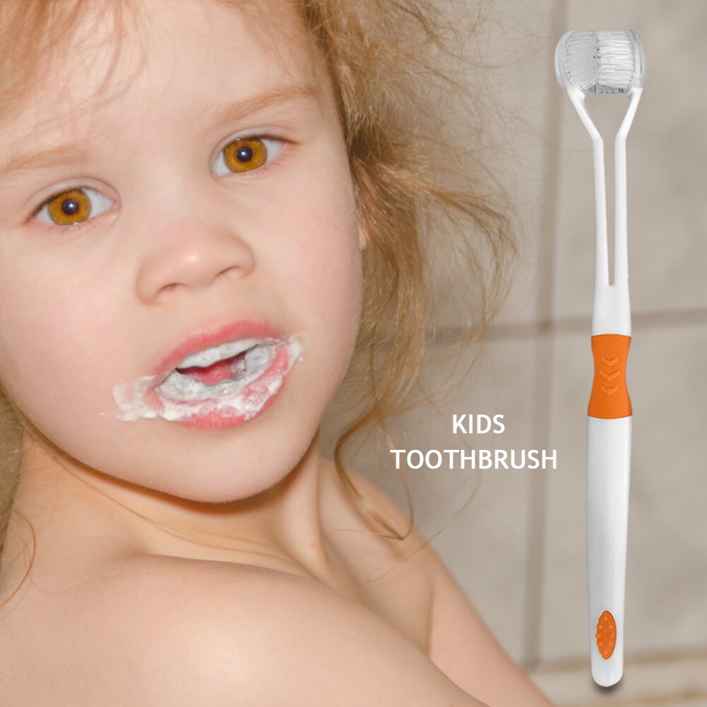 Enfants brosse à dents trois côtés sécurité doux poils hygiène dents brosses mignon propre dents brossage brosse à dents