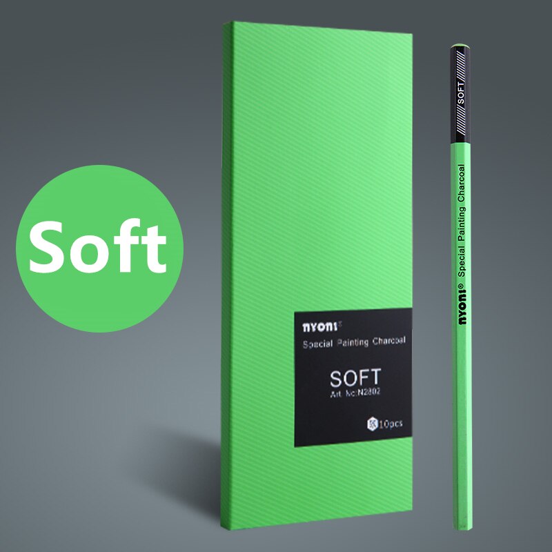 10pcs/Box Sketch Charcoal Pencil Soft Medium Hard Art Tools14B Painting Supplies Drawing Pencils N2802: 1 Box Soft