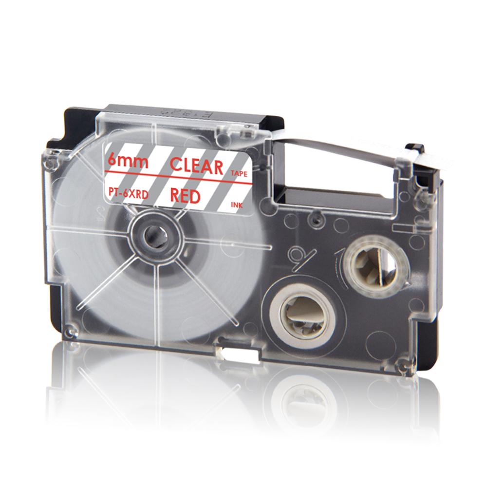 UniPlus XR-6X XR6WE XR-6RD XR 6YW Label Tapes Replace Casio Label Maker XR-6B XR-6GN 6mm Multi Colors for KL-60 KL-60SR KL120 EZ: Red on Clear