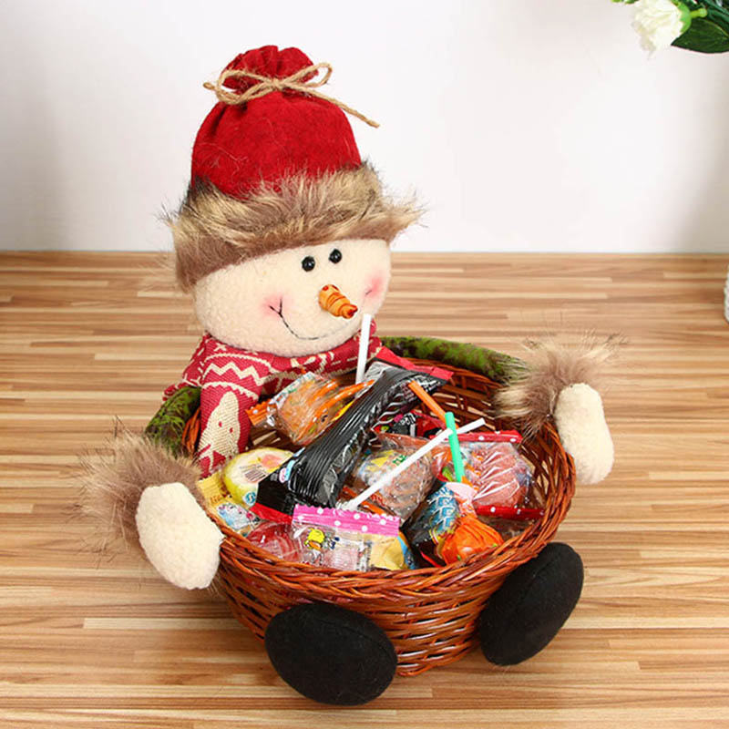 Vrolijk Kerstfeest Snoep Opslag Mand Decoratie Santa Sneeuwpop Elanden Opslag Mand Mini Kerstman Sneeuwpop Elanden Mand HY99