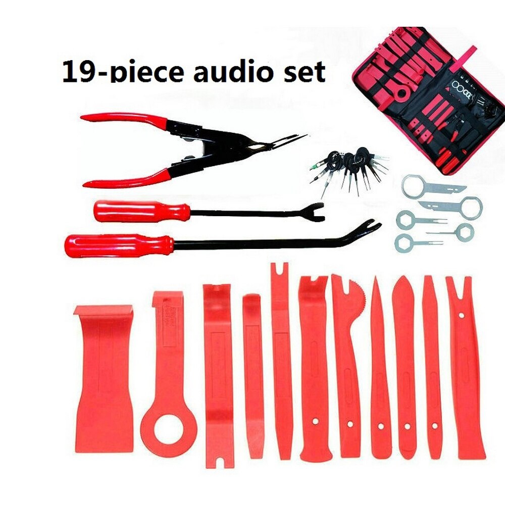 38/35/30/19PCS Car Disassembly Tool Interior Kit Audio Removal Trim Panel Instrument Panel Pry Door Clip Radio Car Repair Tool: 19Pcs