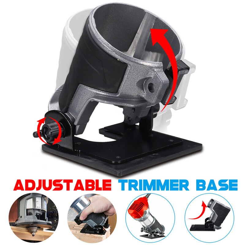 800W Electric Hand Trimmer + Adjustable Balance Trimmer Base Shield Wood Work Shank Trim Router Edge Molding Woodworking Tool