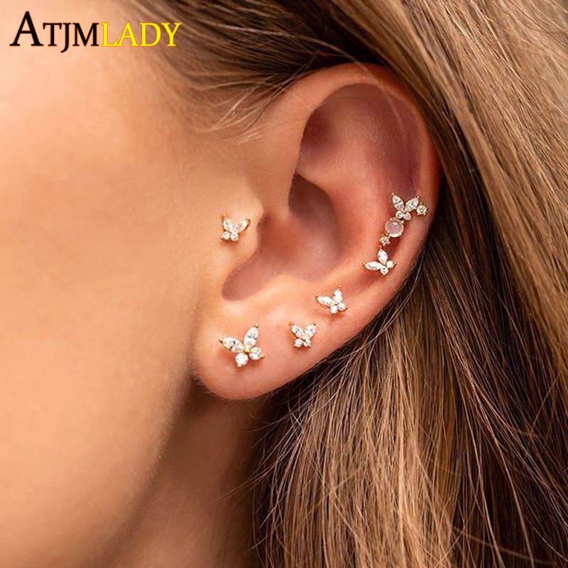 summer mini small butterfly stud earring for girl minimal delicate 925 sterling silver minimalist tiny jewelry