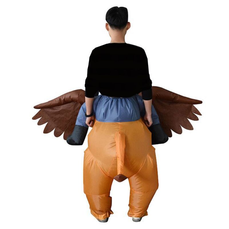 OOTDTY 3D Riding Inflatable Animal Costume Adults Funny Blow up Outfit Halloween Cosplay Fancy Dress Clothing