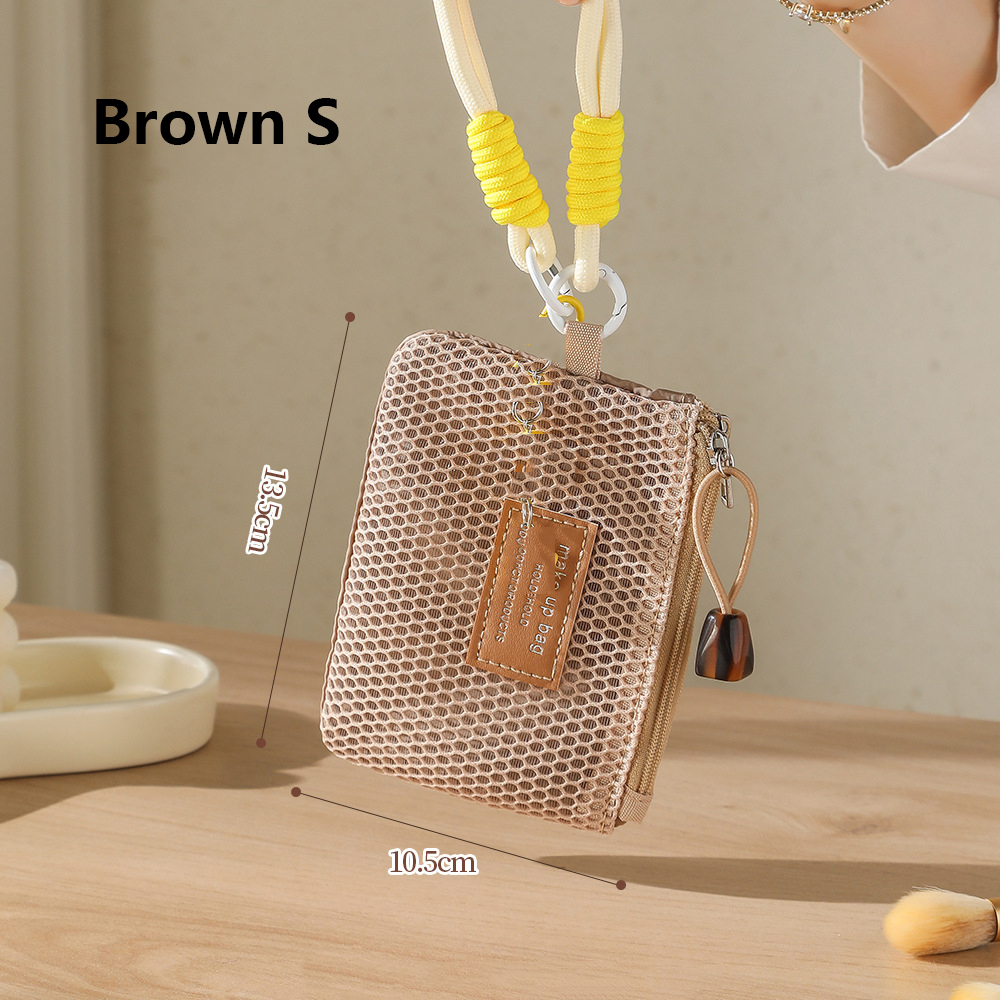 Mesh Clear Makeup Storage Small Bag Pillow Lipsticks Cosmetic Washbag Pouch Large Capacity Mini Women Organizer Bag Clutch Bag: Brown