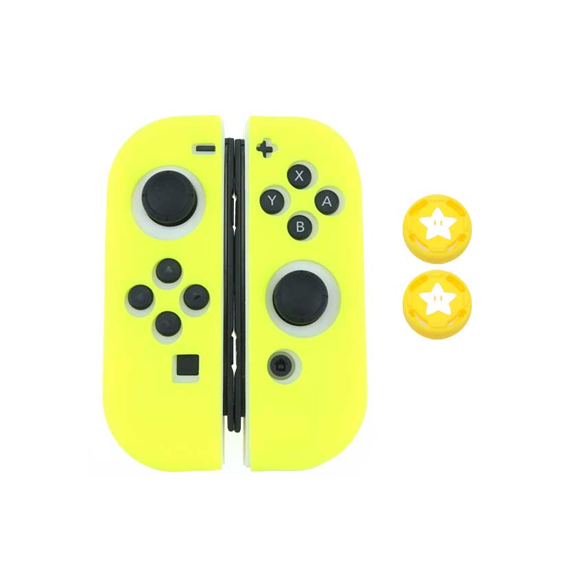 YuXi-funda protectora de silicona suave para Nintendo Switch NS NX Joy-Con + tapas de mando para Switch Joy Con: H-H