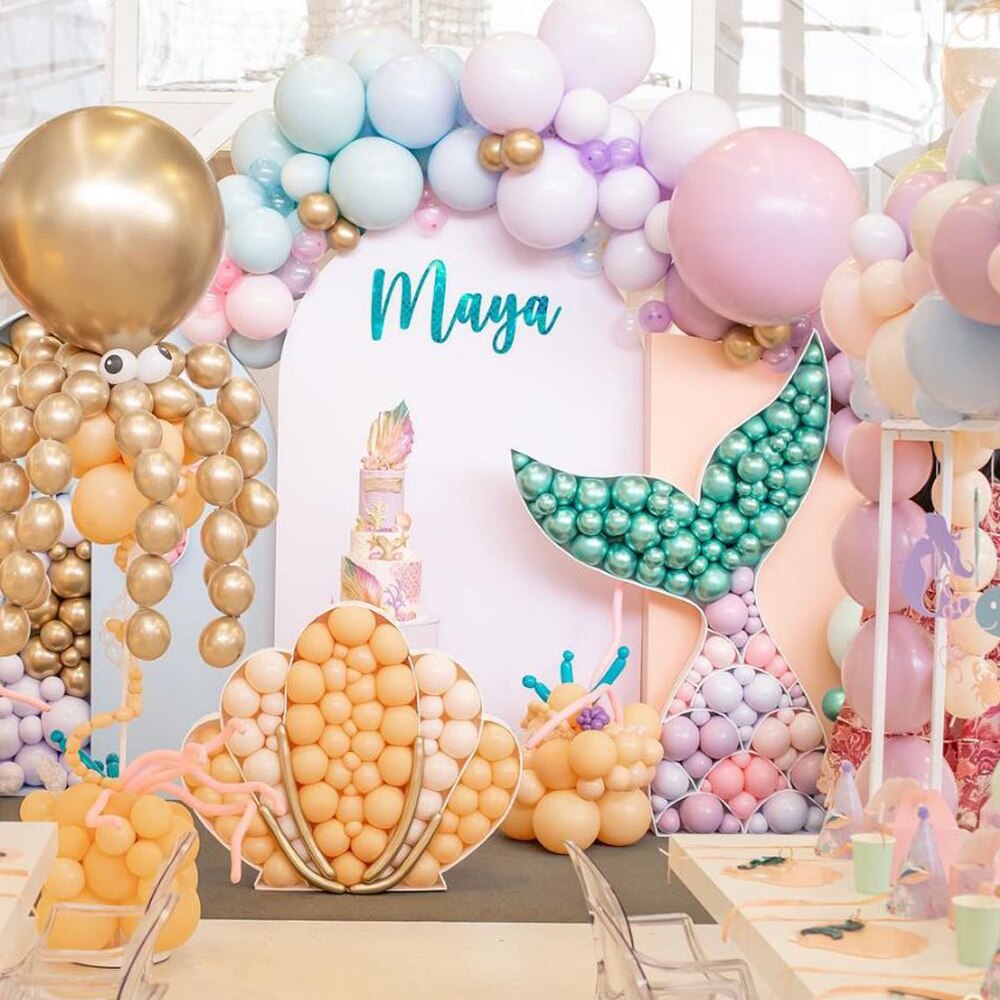 Mermaid Tail Mozaïek Ballon Frame Vullen Doos Voor Kleine Zeemeermin Party Shell Seahorse Diy Decoraties Verjaardagsfeestje Supplies
