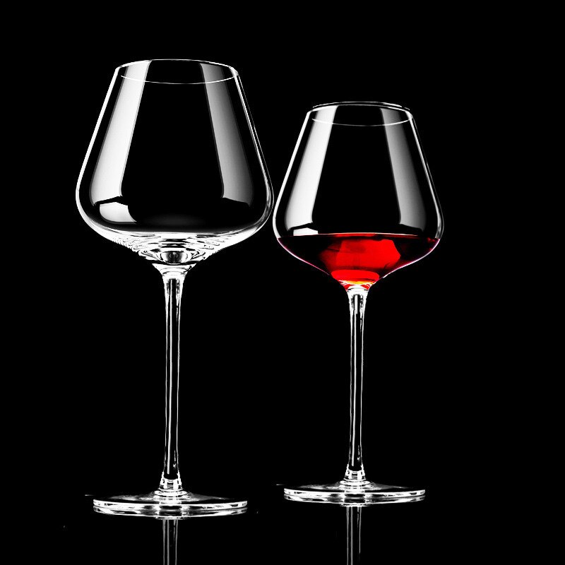 2pcs Collection Level Handmade Red Wine Glass Ultra-Thin Crystal Burgundy Bordeaux Goblet Art Big Belly Tasting Cup Wedding