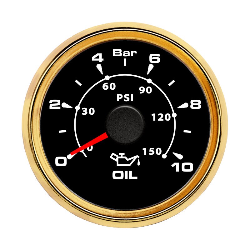 52mm 2&#39;&#39; Marine Boat Oil Pressure Gauge 0-5Bar 10Bar 30Bar Indicator Universal 12V/24V Car Pressure Meter with 7 Color Backlight: BG 0-10Bar