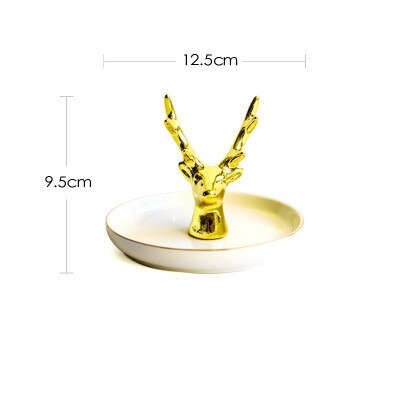 Bijoux européens plaque décoration dessin animé plateau de rangement en céramique salle de bain anneau collier Rrack Antler coiffeuse décorations: 14