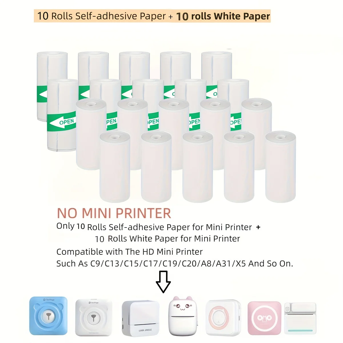 57x25mm Papier Für Mini Drucker Rolle Papier Art Kamera Selbst-Klebe Etikett Aufkleber Für T02/M02/M02S Für Foto Tagebuch Notizen Memo: Silber