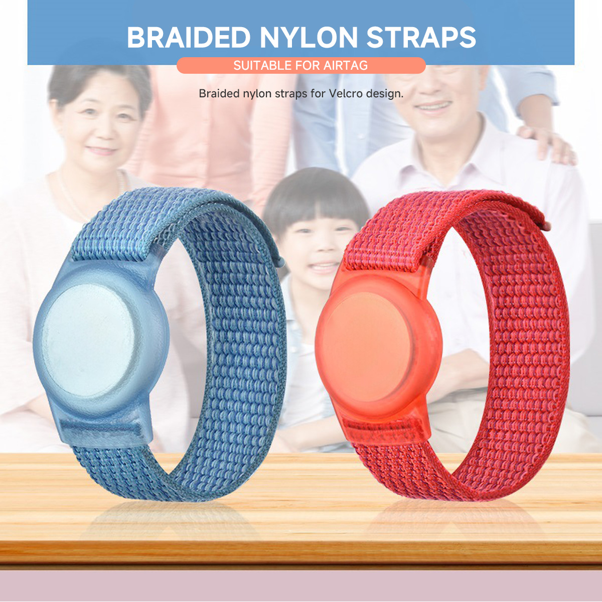 170/220mm for AirTags Bracelet Anti-lost Nylon Protective Sleeve Apple Airtag Tracking Locator Wristband Strap Bracelet