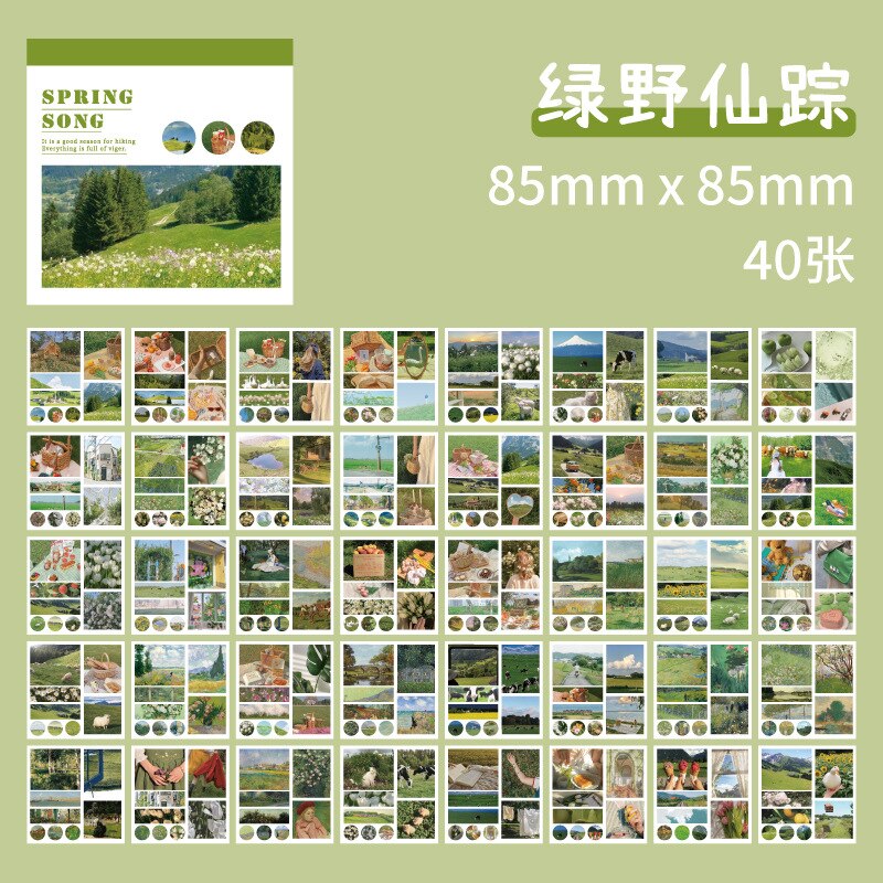 40Pcs Dagelijkse Landschap Washi Stickers Set Voor Journaling Plakboek Zelfklevende Decoratieve Sticker Voor Scrapbooking Diary Planner: A