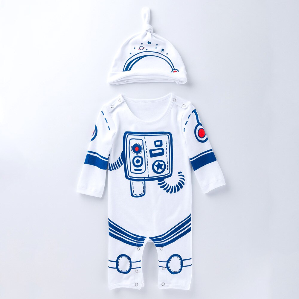 Vêtements d'astronautes de dessin animé pour bébé garçon/fille de 0 à 24 mois, chapeau + combinaison en coton à manches longues, combinaison pour -né