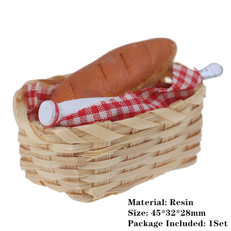 1:12 Dollhouse Miniature Food tool Bread Toast dog with Basket Dining Room Bakery Pastry Kitchen Pretend Play Toy: P