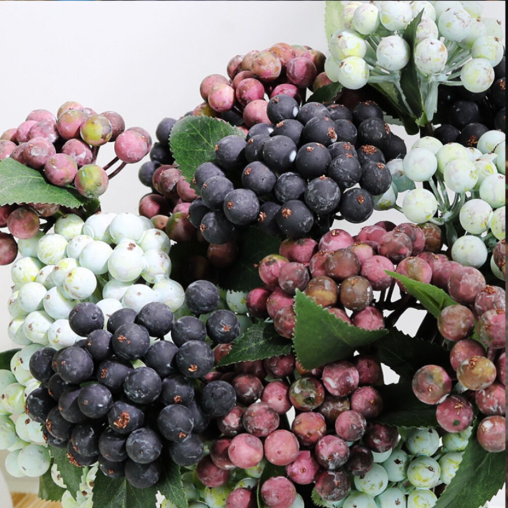 Berry Simulation Fruits Christmas Berries Artificial Flower Eco-friendly Home Office Decor 8 Colors Living Room Bunch Ornaments