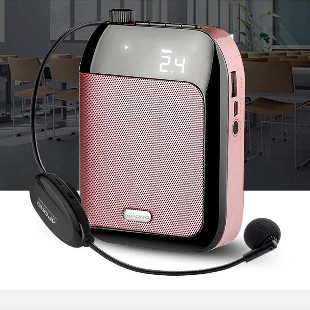 Draagbare Draadloze Bluetooth Voice Versterker Luidspreker Met Mic Luidspreker 2.4G Tf/Usb Disk Microfoon Voor Onderwijs Guiding: Pink