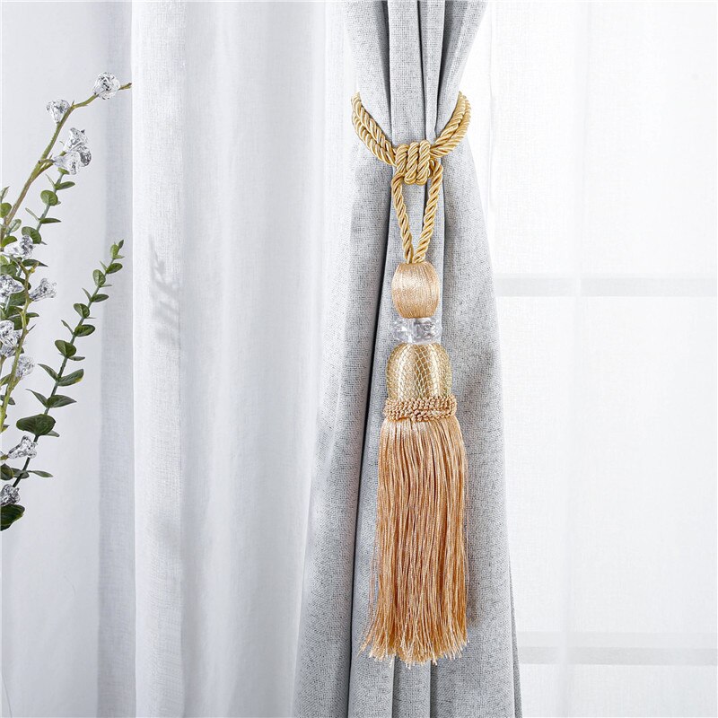 YokiSTG – embrasses en maille dorée pour rideaux, accessoires de luxe avec pompon, décoration de la maison, 2 pièces