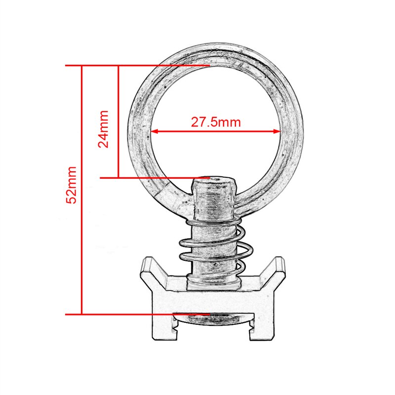 2/5/10Pcs Black Single Stud L-Track Fitting with Round Ring Spring Bolt Airline for L Track Logistic Track