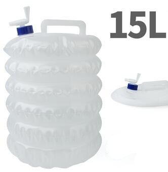 Bolsa de agua plegable de 5L-15L para exteriores, contenedores de agua plegables para acampar, botella de agua de almacenamiento telescópica multifunción para beber: 15L