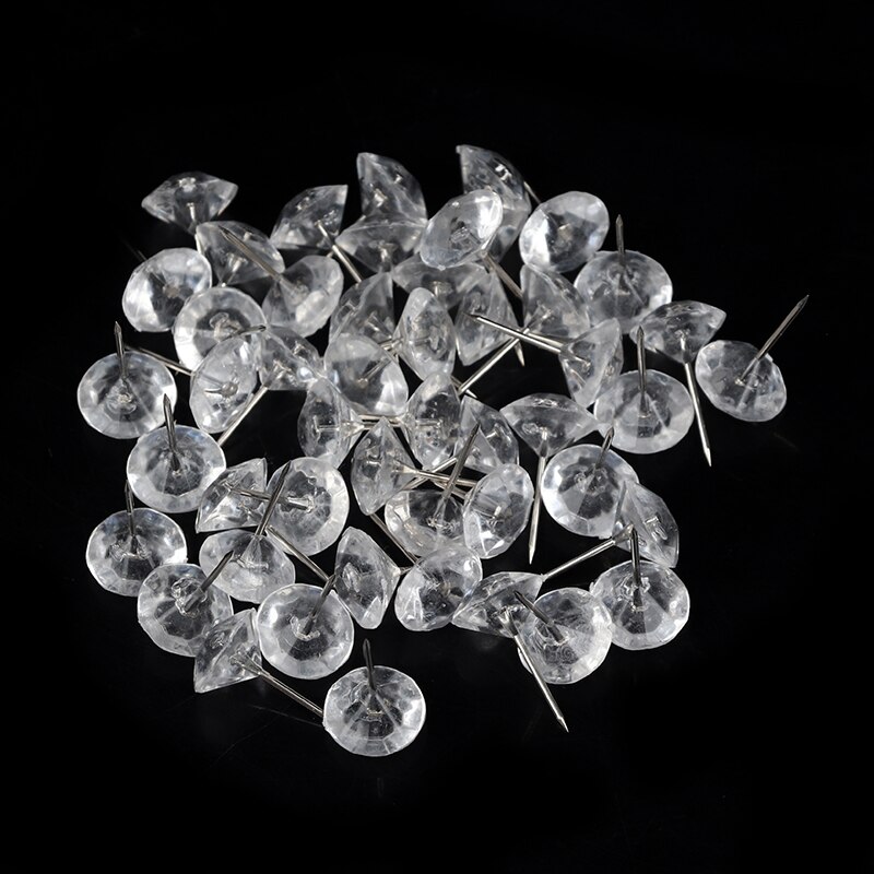 50pcs/box Water Droplets Diamond Pin Thumbtack Crystal Head Push Board Pins Cork Board Message Map Nail