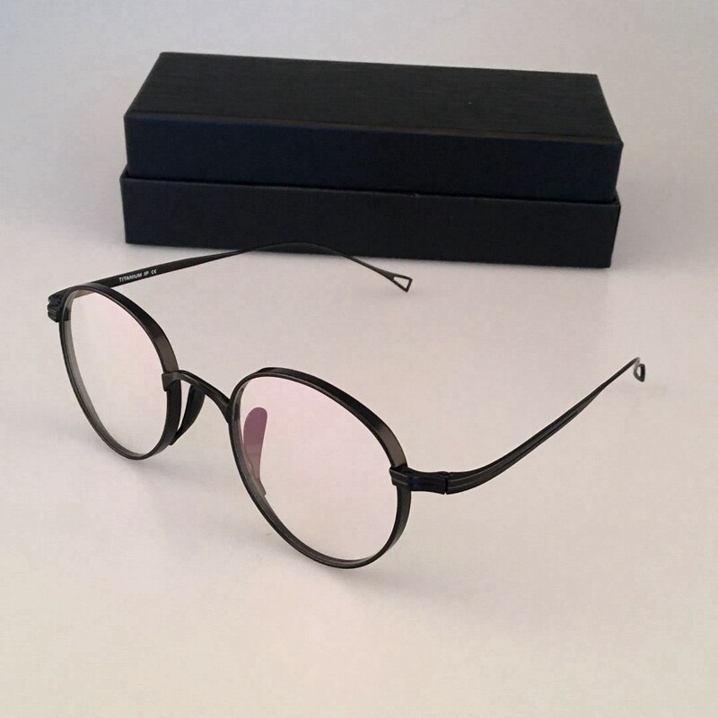 Japanse Handgemaakte Pure Titanium Brilmontuur KMN113 Retro Ovale Ronde Mannen Brillen Vrouwen Bijziendheid Lezen Brillen Frames Óculos