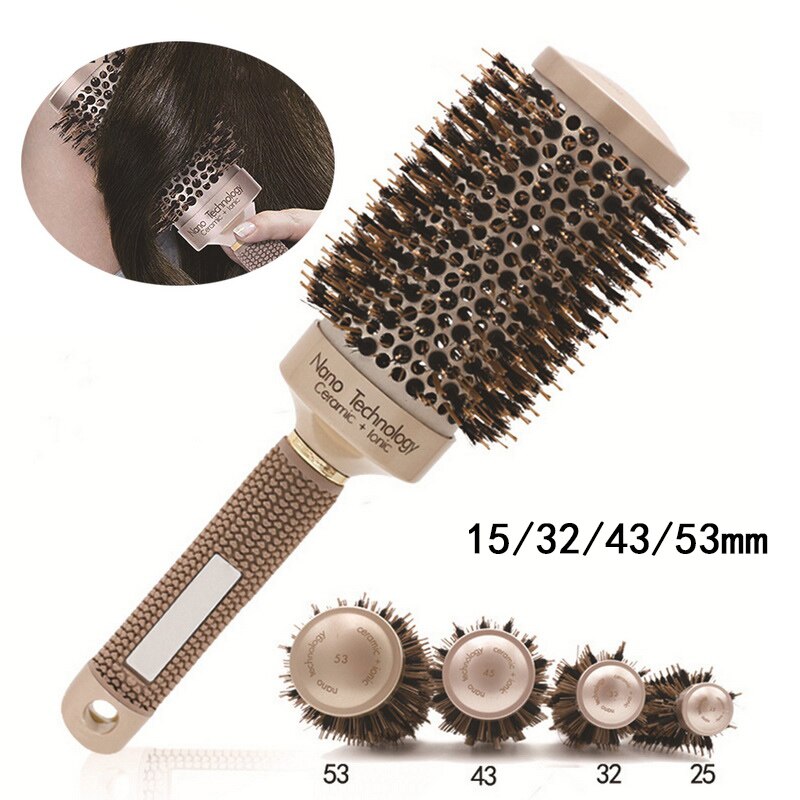 15/32/43/53mm Salon Styling Tools Round Hair Comb Hairdressing Curling Hair Brushes Comb Ceramic Iron Barrel Comb