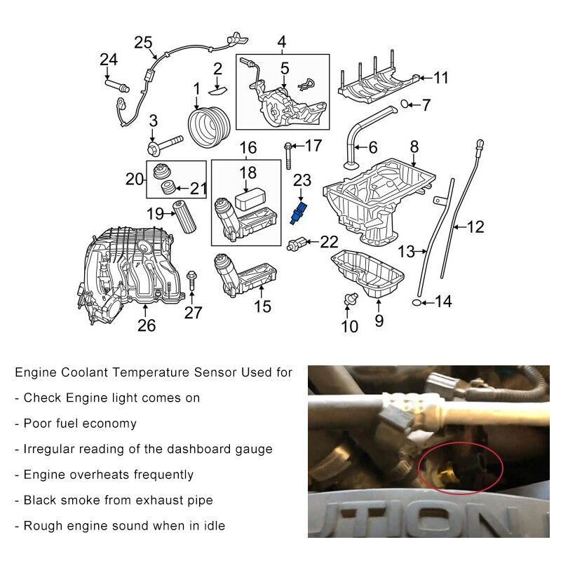 Speedwow Koelvloeistoftemperatuursensor Voor Chrysler 2007 Voor Dodge Jeep Wrangler Ram 5149077AA