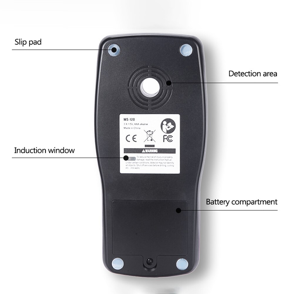 Handheld WS120 Wall Scanner Multifunction Wall Detector Metal Wood Cable Wire Stud PVC Pipe Finder Scanner LED DIY Tester