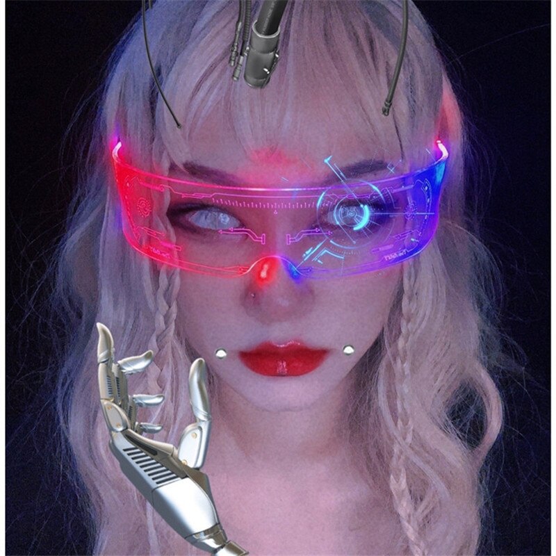 Science fiction led bungee futuristisk teknologi sense briller ins mannlige punk kvinne bar lysende solbriller fest lysende rekvisitter