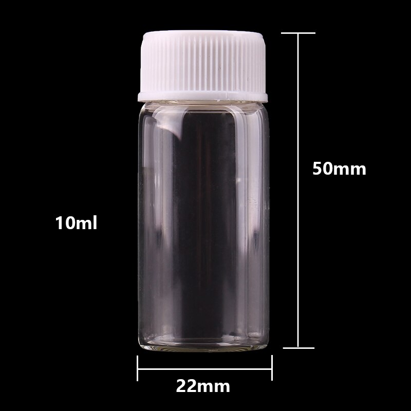 5ml 6ml 7ml 10ml 14ml Mini Clear Glass Bottles with White Plastic Screw Cap Empty Spice Bottles Jars DIY Crafts Vials: 10ml