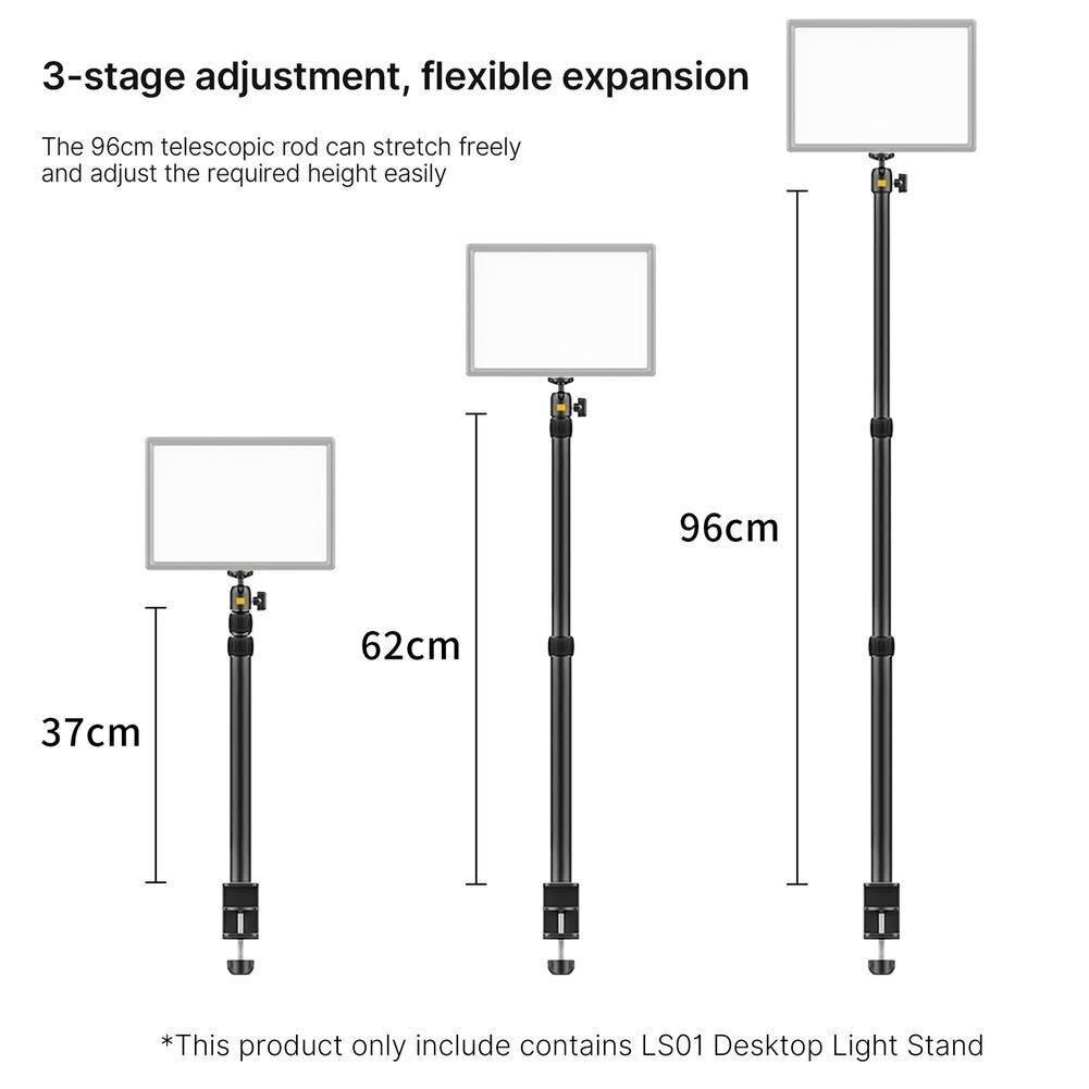 Vijim LS01 desk light mounting stand 96cm Adjustable Tabletop Stand With Removable Ballhead 1/4 Screw For Led light stand