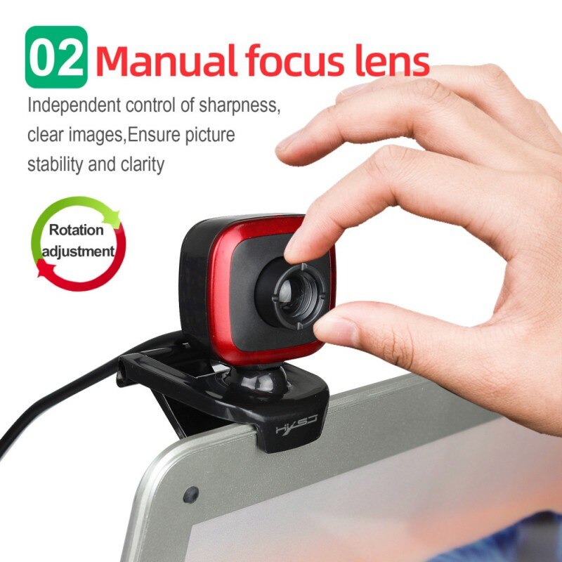 USB Web Camera 480P Computer Camera Manual Focus Webcam With Sound-absorbing Microphone For PC Laptop