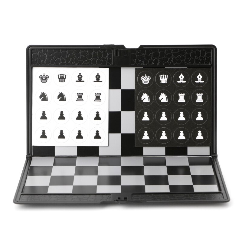 Pocket Folding Magnetic International Chess Set Board Checkers Traveler Plane 875D