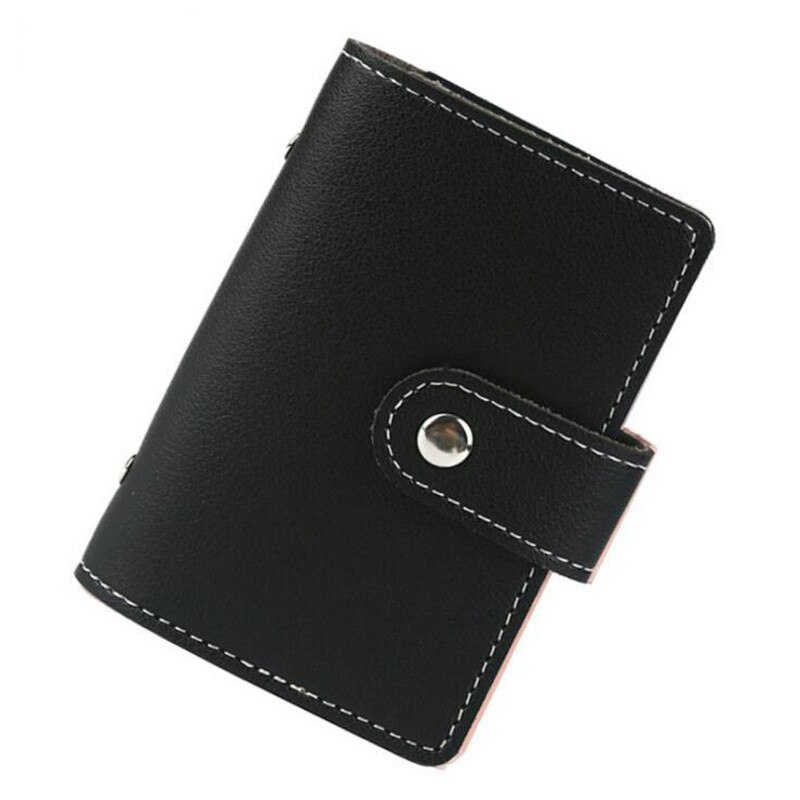 Roze Anti-Diefstal Id Credit Kaarthouder Mode Vrouwen 26 Kaarten Slim Pu Leather Pocket Case Portemonnee Portemonnee voor Vrouwen Mannen Vrouwelijke: Black