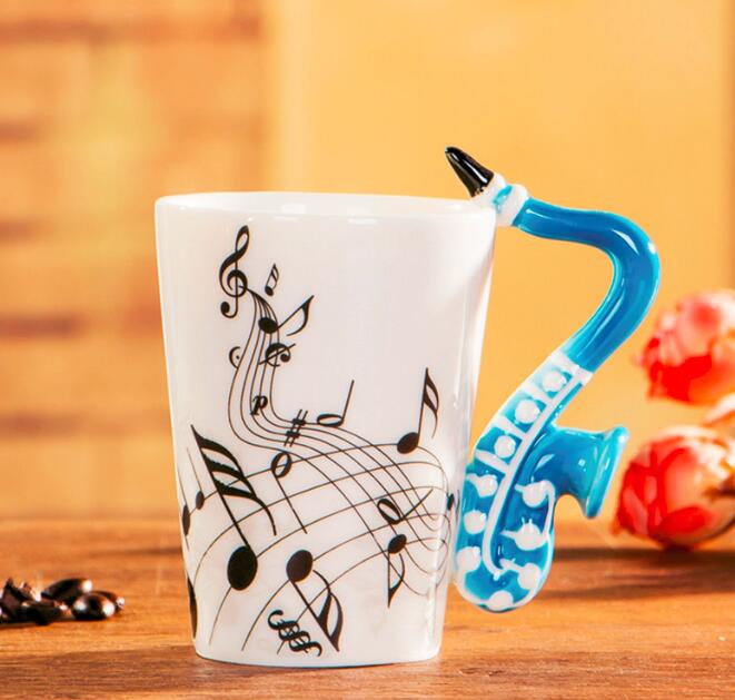 Musik violinstil gitarr keramisk mugg kaffe te mjölk stavkoppar med handtag kaffemugg nyhet: Stil 12