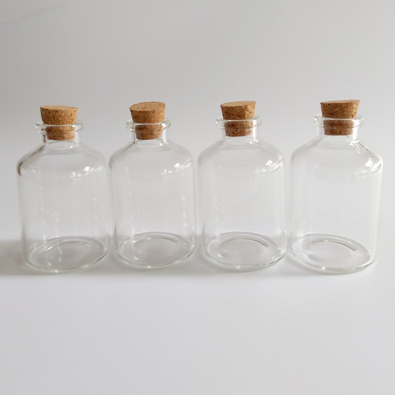 20 stks/partij Glazen flesjes grote pot met kurk 50ml gekurkte glazen fles 40*63mm decoratieve flessen