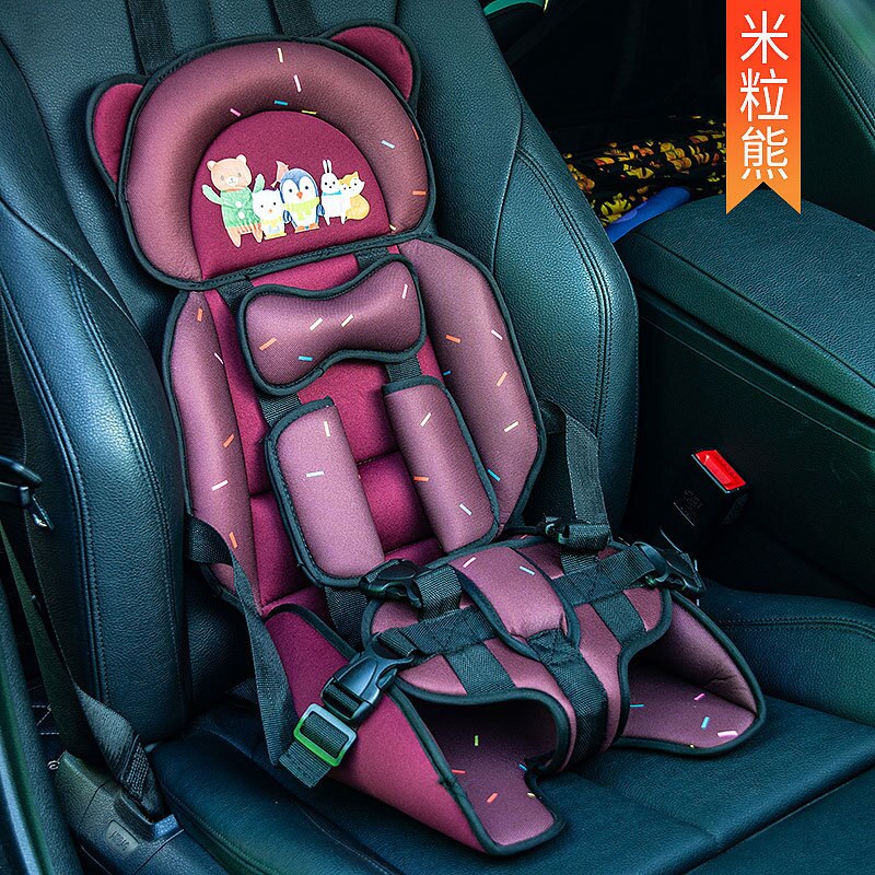 Portable Child Safety Seat Removable and Washable Baby Safety Seat With Belt Safe Child Sitting Chair Cushion: Rice bear