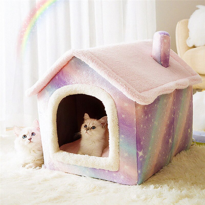 Casa para gatos, cama para mascotas, casa para perros para las cuatro estaciones, cálida, lavable, antideslizante, accesorios para gatos, suministros para perros cama perro casa para perro cama casita para perro pequeñ