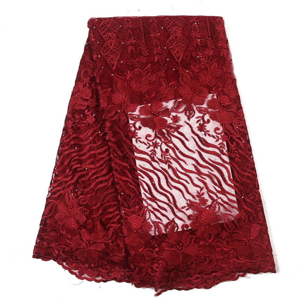 Nigeriaanse Kant Stoffen Franse Kant Stof Met Kralen C Afrikaanse Kant Stof Kant Materiaal Voor Kleding YA3280B-6
