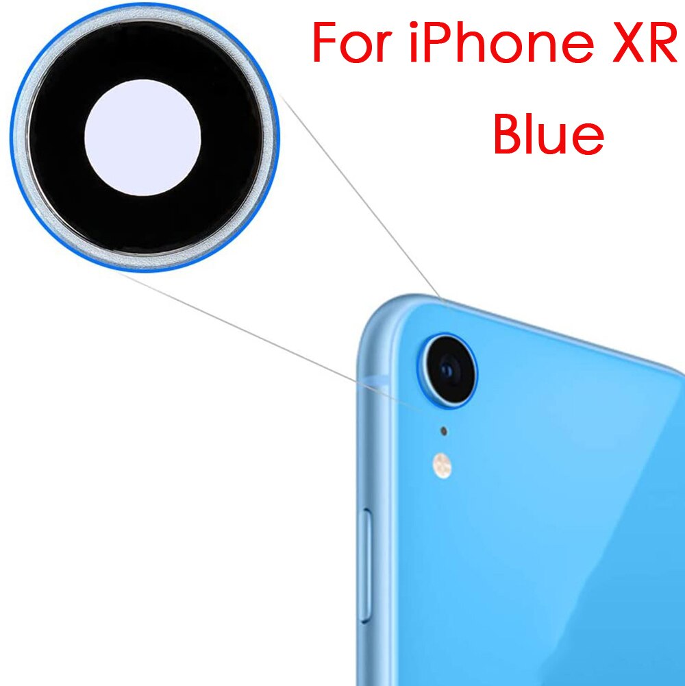 Terug Rear Camera Lens Glas Cover Met Frame Vervanging Deel Voor Iphone Xr 6.1 Inch: for iphone XR blue