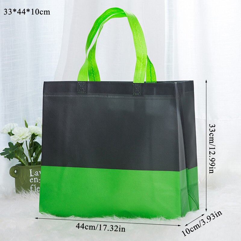 Shopping Bag Foldable Eco Bag Large Reusable Shopping Bag Tote Waterproof Fabric Non-woven Bag No Zipper: green L