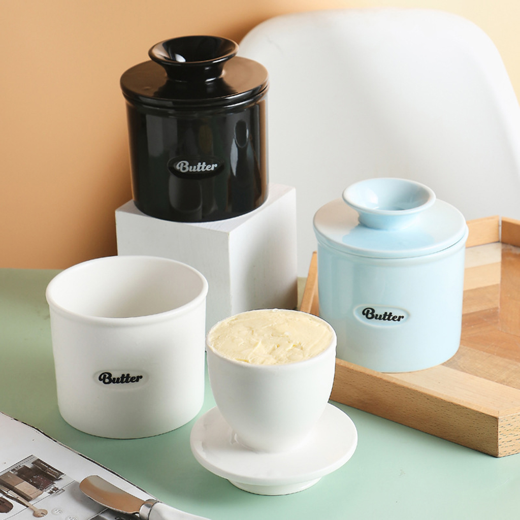 Cute Handmade Ceramic Butter Crock Fresh for Counter Easy Clean for Oven