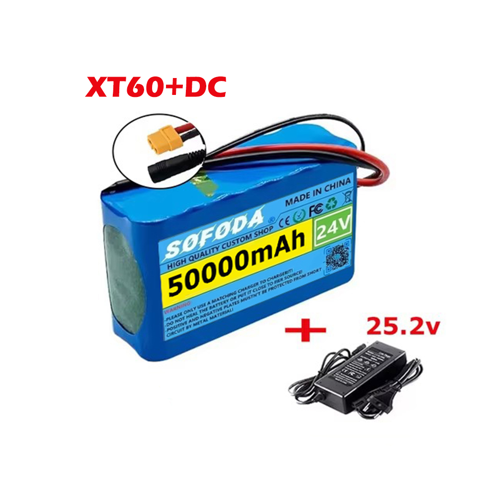 24v 50000 2 mah 6 s 2p 18650 litiumbatteri oppladbart batteri med bms-beskyttelseskort litiumionbatteripakke med lader: Lavendel
