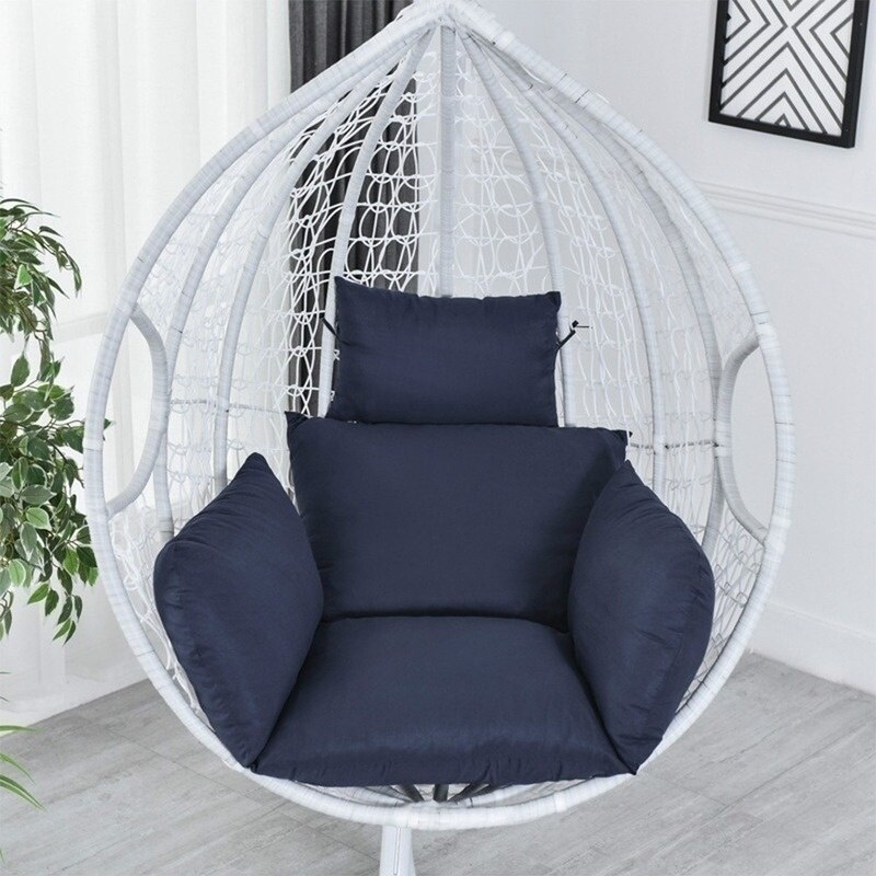 9 Colors Hanging Egg Hammock Chair Cushion Swing Seat Cushion Thick Nest Hanging Chair Back with Pillow: navyblue