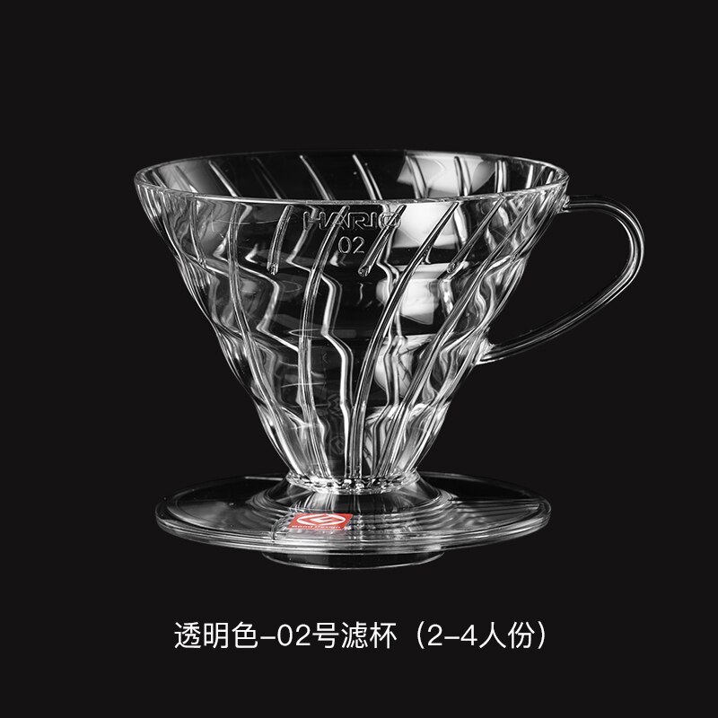 Japan Hario filter cup Hario V60 resin drip filter cup hand punch coffee punch cup VD-01/02 coffee tool: Transparent  2-4