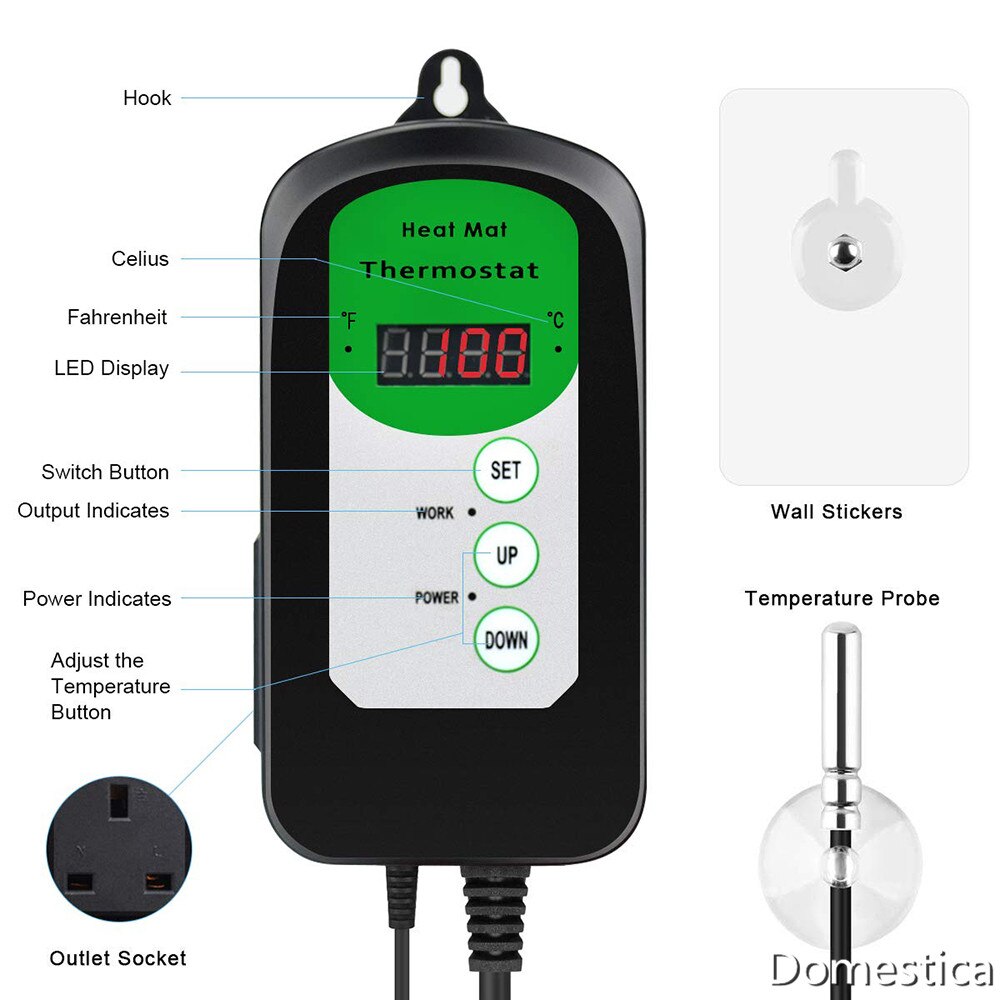 Temperature And Humidity Control Regulator Instrument Digital Sensor Heating Pad Crawler Controller For Seed Germination Garden