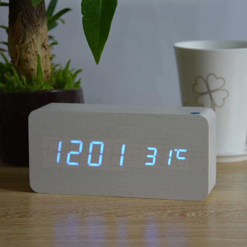 Fibisonic Wekkers Met Thermometer, Hout Houten Led Klokken, Digitale Tafel Klok, Elektronische Klokken Met Kosten