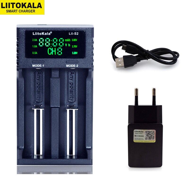 LiitoKala Lii-PD2 Lii-PD4 Lii-S6 Lii500 ładowarka do 18650 26650 21700 18350 AA AAA 3.7V/3.2V/1.2V baterie litowe NiMH: Lii-S2 Full set / EU